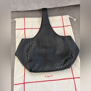 Clare V. Black Woven Leather Shoulder Bag